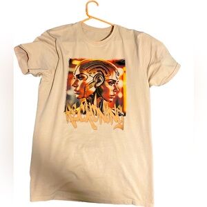 Reckoning brand, sample drop. Blank is yung LA Beige Graphic T-Shirt mens med